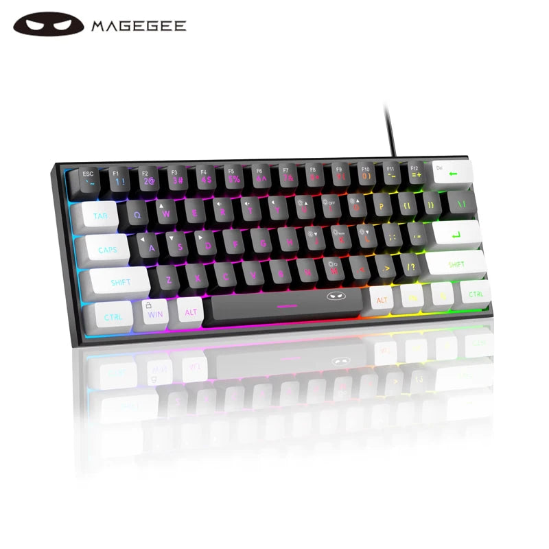 Mini 60% Gaming Keyboard, RGB Backlit 61 Key Ultra-Compact Keyboard, TS91 Ergonomic Waterproof Mechanical Feeling Office