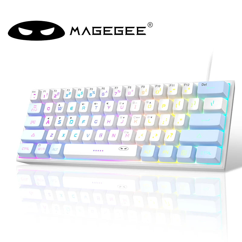Mini 60% Gaming Keyboard, RGB Backlit 61 Key Ultra-Compact Keyboard, TS91 Ergonomic Waterproof Mechanical Feeling Office